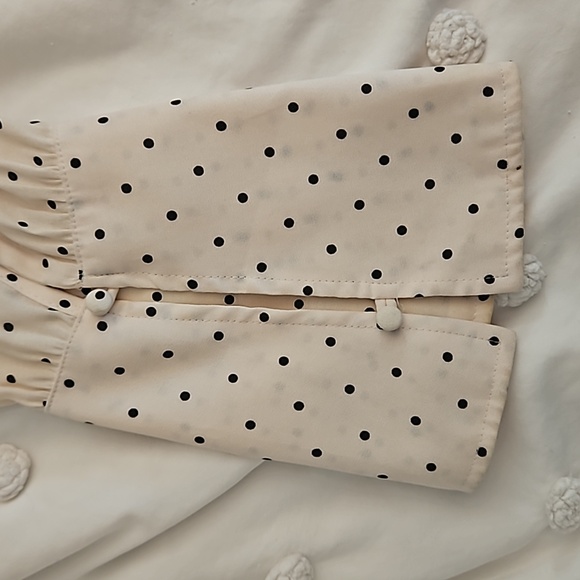 Free People Kennedy Ivory Black Polka Dot Button Down Blouse - Picture 8 of 8